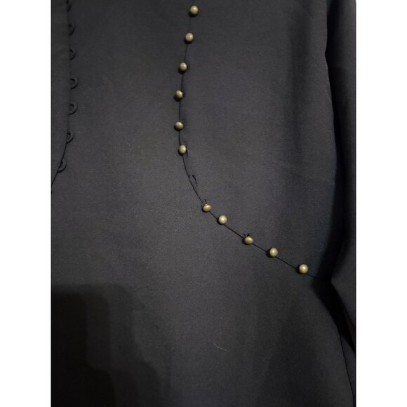 Nicole Miller Black Puff Sleeve Button Mini Dress Missing Button Sz 6 Runway - Picture 6 of 7